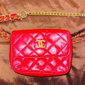 Chanel Vintage Belt Bag, Red, Vintage, In Vintage Condition, Gold Tone C…